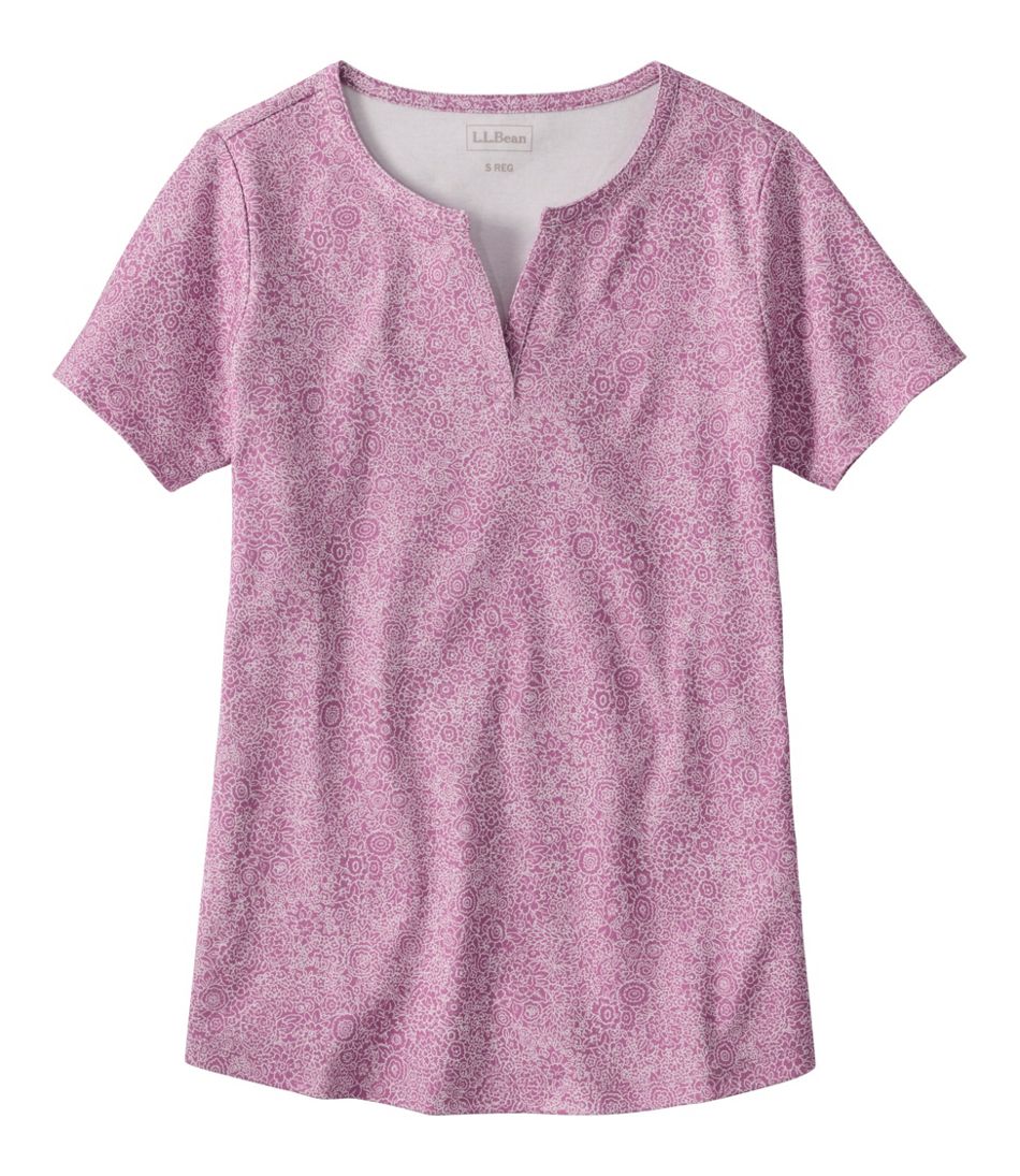 L.L.Bean Women's Tee, Short-Sleeve Notch-Neck Print CLOTHING|SALE
