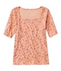 L.L.Bean Women's Pima Cotton Tee, Soft Squareneck Elbow-Sleeve CLOTHING|SALE