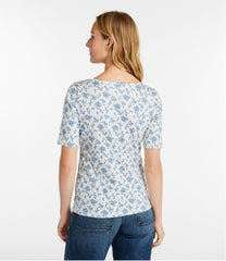 L.L.Bean Women's Pima Cotton Tee, Soft Squareneck Elbow-Sleeve CLOTHING|SALE