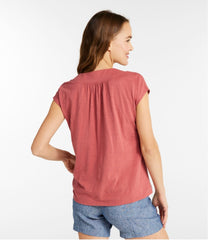 L.L.Bean Women's Organic Cotton Tee, V-Neck Cap-Sleeve CLOTHING