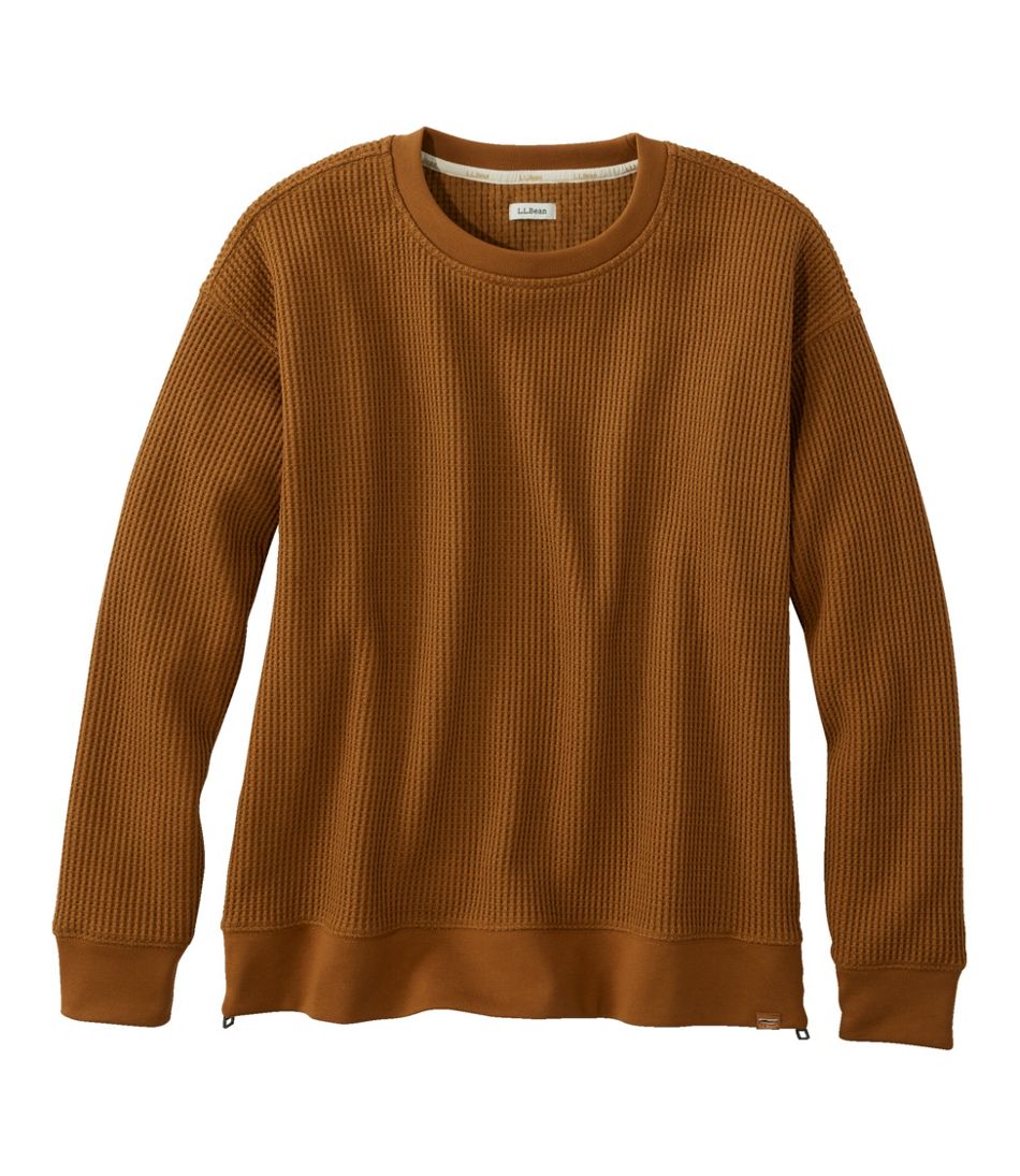 L.L.Bean Women's Birchwood Brushed Waffle Top, Crewneck CLOTHING|SALE