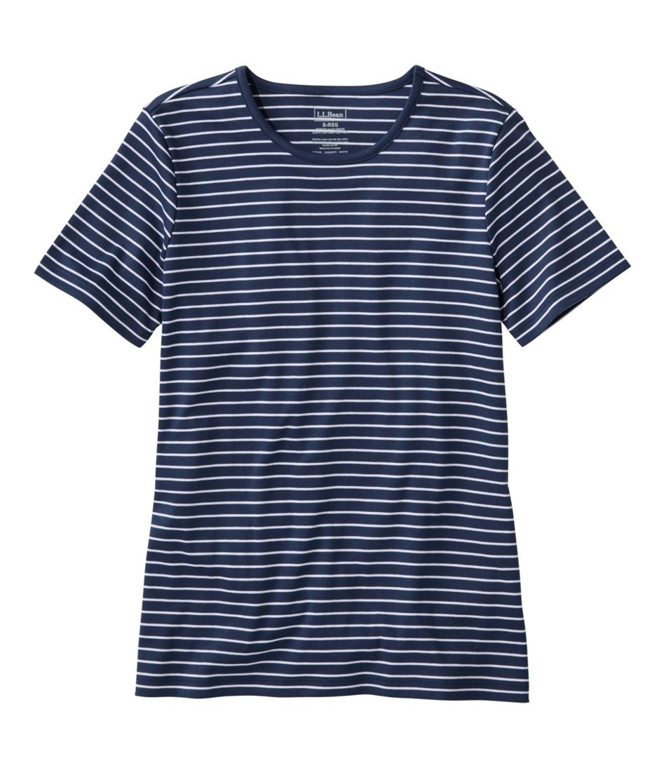 L.L.Bean Women's Pima Cotton Tee, Short-Sleeve Crewneck Stripe CLOTHING