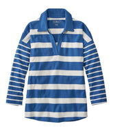 L.L.Bean Women's Heritage Mariner Top, Splitneck Polo Three-Quarter-Sleeve, Block Stripe CLOTHING|SALE