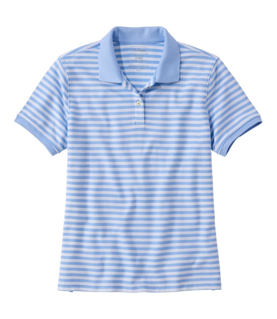 L.L.Bean Women's Premium Double L Polo, Short-Sleeve Relaxed Fit Stripe CLOTHING
