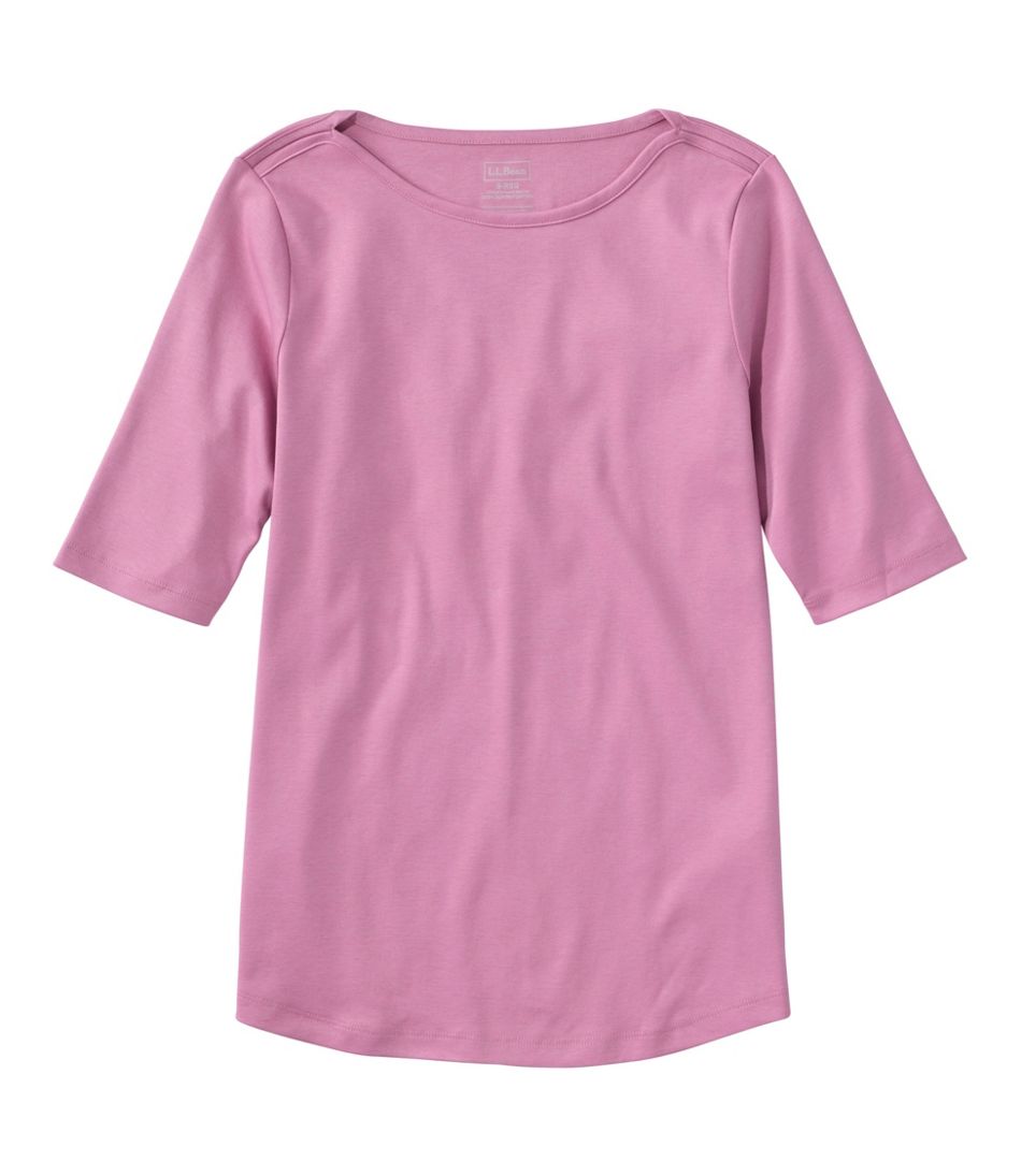 L.L.Bean Women's Pima Cotton Tee, Elbow-Sleeve Boatneck CLOTHING