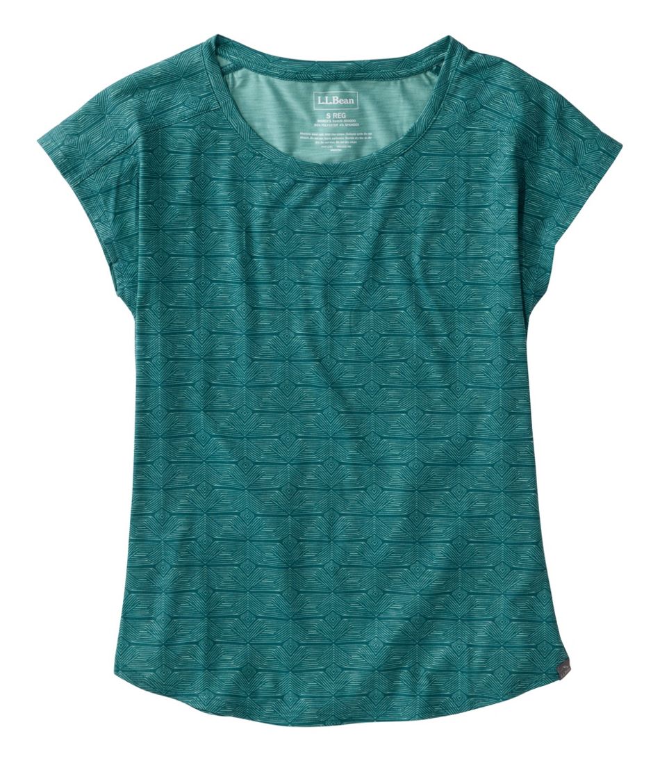 L.L.Bean Women's Streamside Tee, Short-Sleeve Ruched Crew Print CLOTHING|SALE