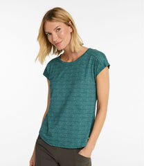 L.L.Bean Women's Streamside Tee, Short-Sleeve Ruched Crew Print CLOTHING|SALE