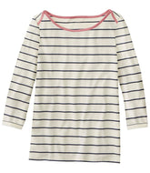 L.L.Bean Women's Soft Stretch Supima-Blend Tee, Three-Quarter-Sleeve Boatneck Stripe CLOTHING|SALE