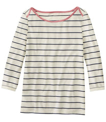 L.L.Bean Women's Soft Stretch Supima-Blend Tee, Three-Quarter-Sleeve Boatneck Stripe CLOTHING|SALE