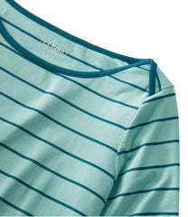 L.L.Bean Women's Soft Stretch Supima-Blend Tee, Three-Quarter-Sleeve Boatneck Stripe CLOTHING|SALE