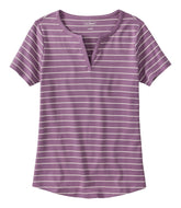 L.L.Bean Women's Tee, Short-Sleeve Notch-Neck Stripe CLOTHING