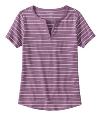 L.L.Bean Women's Tee, Short-Sleeve Notch-Neck Stripe CLOTHING
