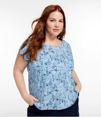 L.L.Bean Women's Linen/Cotton Tee, Short-Sleeve Scoopneck Print CLOTHING