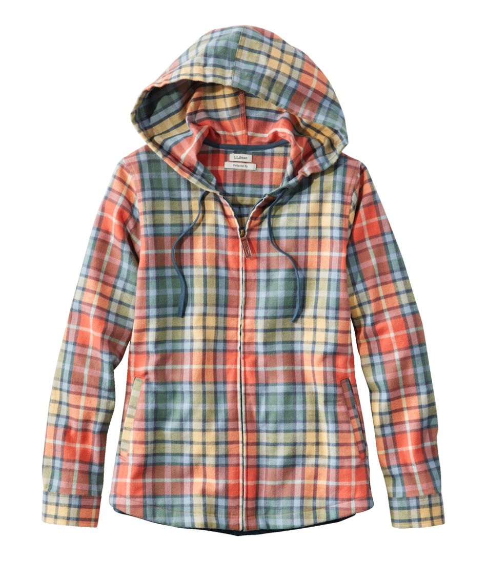 L.L.Bean Women's Scotch Plaid Flannel Shirt, Relaxed Zip Hoodie CLOTHING|SALE