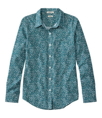 L.L.Bean Women's Wrinkle-Free Pinpoint Oxford Shirt, Relaxed Fit Long-Sleeve Print CLOTHING|SALE