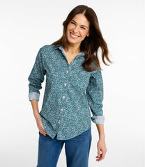 L.L.Bean Women's Wrinkle-Free Pinpoint Oxford Shirt, Relaxed Fit Long-Sleeve Print CLOTHING|SALE