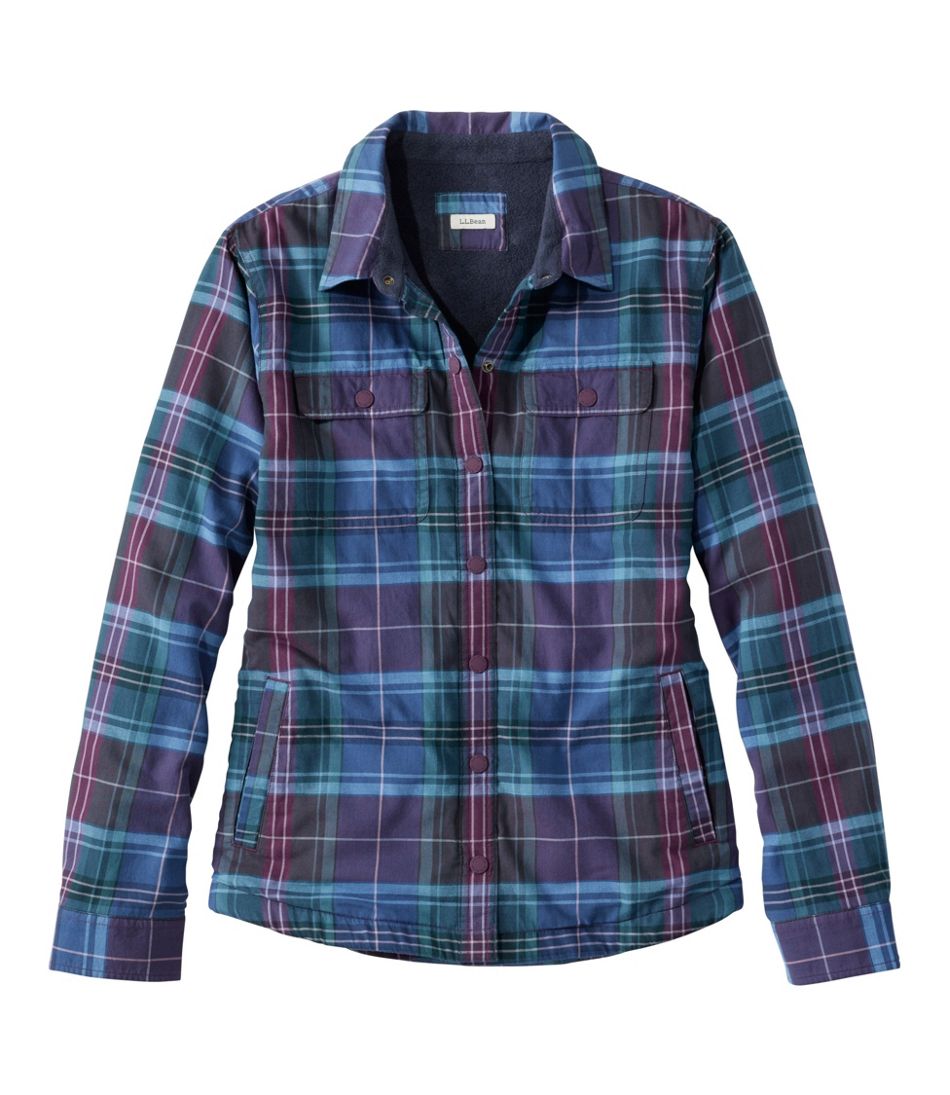 L.L.Bean Women's Fleece-Lined Flannel Shirt, Snap-Front Plaid CLOTHING