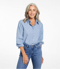 L.L.Bean Women's Essential Cotton Shirt, Chambray Long Sleeve CLOTHING