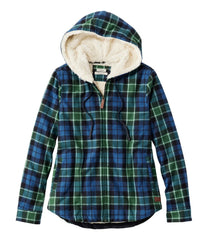 L.L.Bean Women's Scotch Plaid Flannel Shirt, Sherpa-Lined Zip Hoodie CLOTHING|SALE