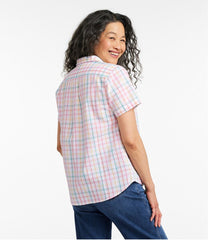 L.L.Bean Women's Vacationland Seersucker Shirt, Short-Sleeve Popover Plaid CLOTHING|SALE