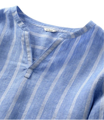 L.L.Bean Women's Premium Washable Linen Shirt, Splitneck Stripe CLOTHING|SALE
