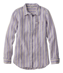 L.L.Bean Women's Premium Washable Linen Shirt, Tunic Stripe CLOTHING|SALE