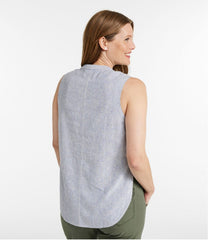L.L.Bean Women's Signature Linen-Blend Button-Front Shirt, Sleeveless CLOTHING