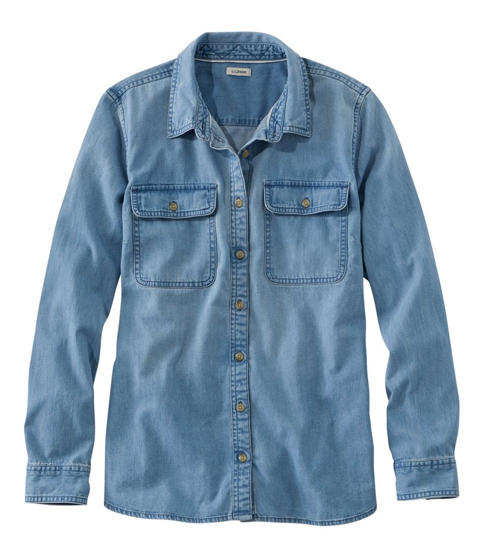 L.L.Bean Women's L.L. Bean Heritage Washed Denim Shirt, Long-Sleeve CLOTHING|SALE