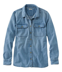 L.L.Bean Women's L.L. Bean Heritage Washed Denim Shirt, Long-Sleeve CLOTHING|SALE
