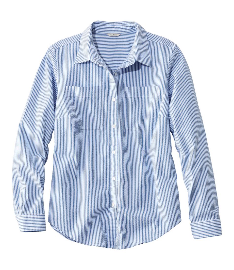 L.L.Bean Women's Vacationland Seersucker Shirt, Long-Sleeve CLOTHING