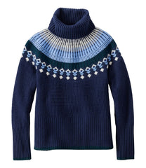 L.L.Bean Women's SuperSoft Waffle Sweater, Turtleneck Fair Isle CLOTHING|SALE