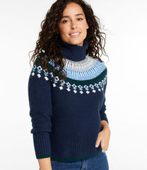 L.L.Bean Women's SuperSoft Waffle Sweater, Turtleneck Fair Isle CLOTHING|SALE