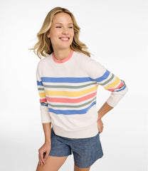 L.L.Bean Women's Cotton/Cashmere Sweater, Crewneck Stripe CLOTHING|SALE