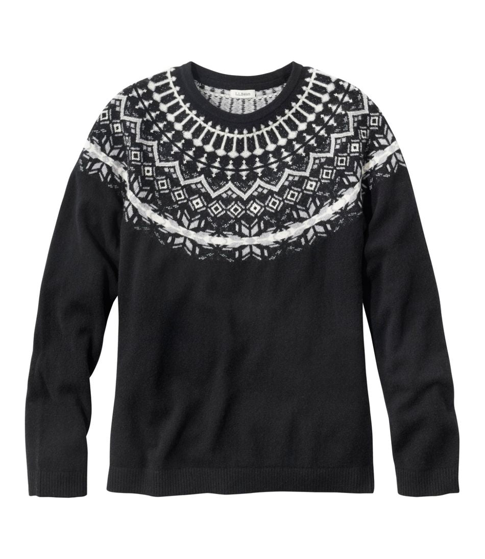 L.L.Bean Women's Classic Cashmere Sweater, Crewneck Fair Isle CLOTHING|SALE
