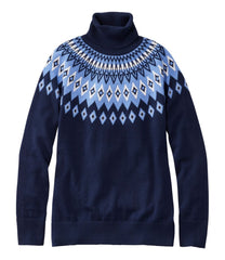 L.L.Bean Women's Cotton/Cashmere Sweater, Turtleneck Fair Isle CLOTHING|SALE