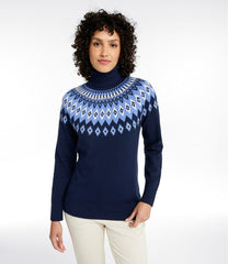 L.L.Bean Women's Cotton/Cashmere Sweater, Turtleneck Fair Isle CLOTHING|SALE
