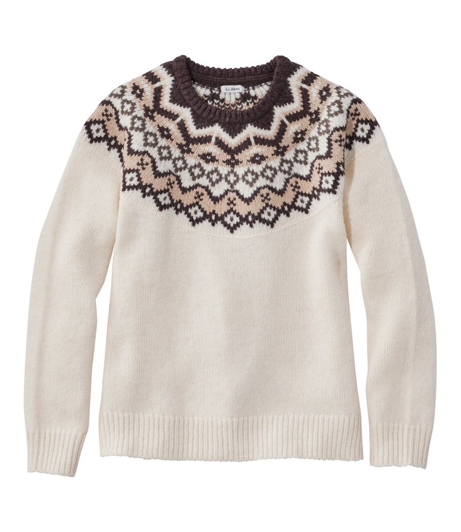 L.L.Bean Women's Bean's Classic Ragg Wool Sweater, Crewneck Fair Isle CLOTHING|SALE