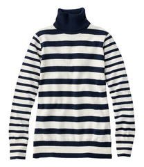 L.L.Bean Women's Cotton/Cashmere Sweater, Turtleneck Stripe CLOTHING|SALE