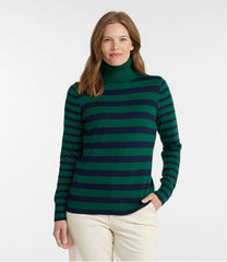 L.L.Bean Women's Cotton/Cashmere Sweater, Turtleneck Stripe CLOTHING|SALE