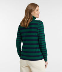 L.L.Bean Women's Cotton/Cashmere Sweater, Turtleneck Stripe CLOTHING|SALE