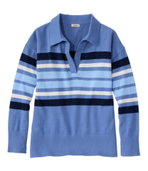 L.L.Bean Women's Cotton/Cashmere Sweater, Polo Stripe CLOTHING|SALE