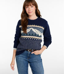 L.L.Bean Women's Bean's Classic Ragg Wool Crewneck Intarsia Sweater CLOTHING|SALE