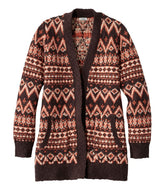 L.L.Bean Women's Cotton Ragg Sweater, Open Cardigan Fair Isle CLOTHING|SALE