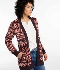 L.L.Bean Women's Cotton Ragg Sweater, Open Cardigan Fair Isle CLOTHING|SALE