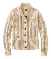 L.L.Bean Women's Signature Cotton Fisherman Sweater, Short Cardigan CLOTHING
