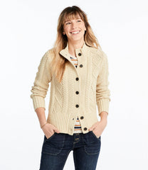 L.L.Bean Women's Signature Cotton Fisherman Sweater, Short Cardigan CLOTHING