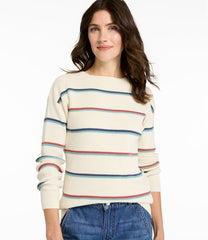 L.L.Bean Women's Sunwashed Waffle Sweater, Pullover Stripe CLOTHING