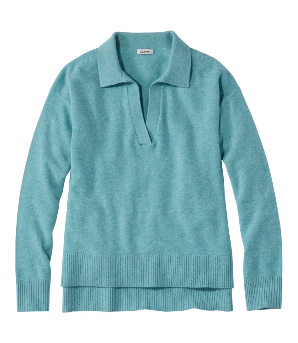 L.L.Bean Women's Classic Cashmere Sweater, Relaxed Polo CLOTHING