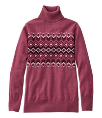 L.L.Bean Women's Cotton/Cashmere Sweater, Turtleneck Intarsia CLOTHING|SALE
