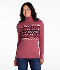 L.L.Bean Women's Cotton/Cashmere Sweater, Turtleneck Intarsia CLOTHING|SALE